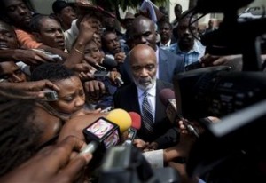 Rene Preval at Duvalier's hearing. Photo by Dieu Nalio Chery
